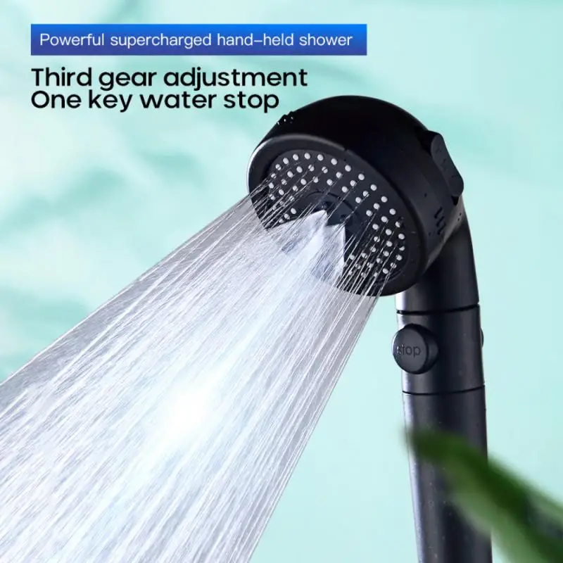 Four Functions Pressurized Shower Head With Filter  Pulse Belt Spray Gun Handheld Nozzle Shower Head Bathroom Fixture