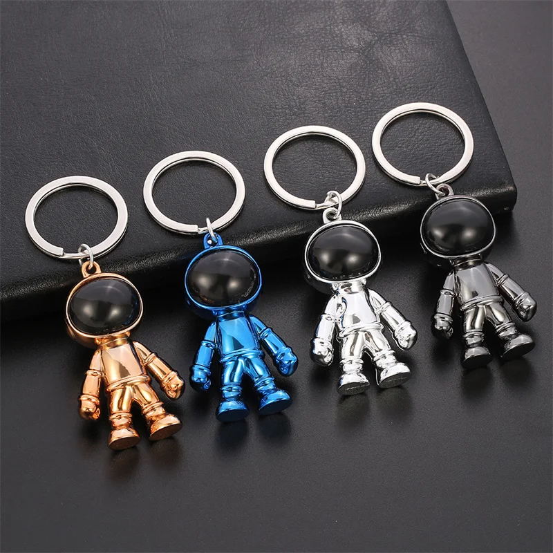 Hip Hop Handmade 3D Astronaut Space Robot Spaceman Keychain Keyring Alloy Gift For Man Friend Gift