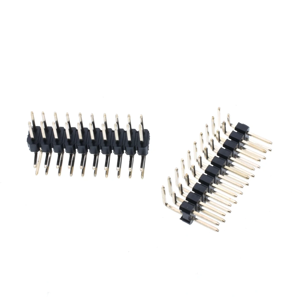 100pcs Pitch 2.54mm 2x10 Pin 20 Pin male socket angle Double Row Bend Header connector