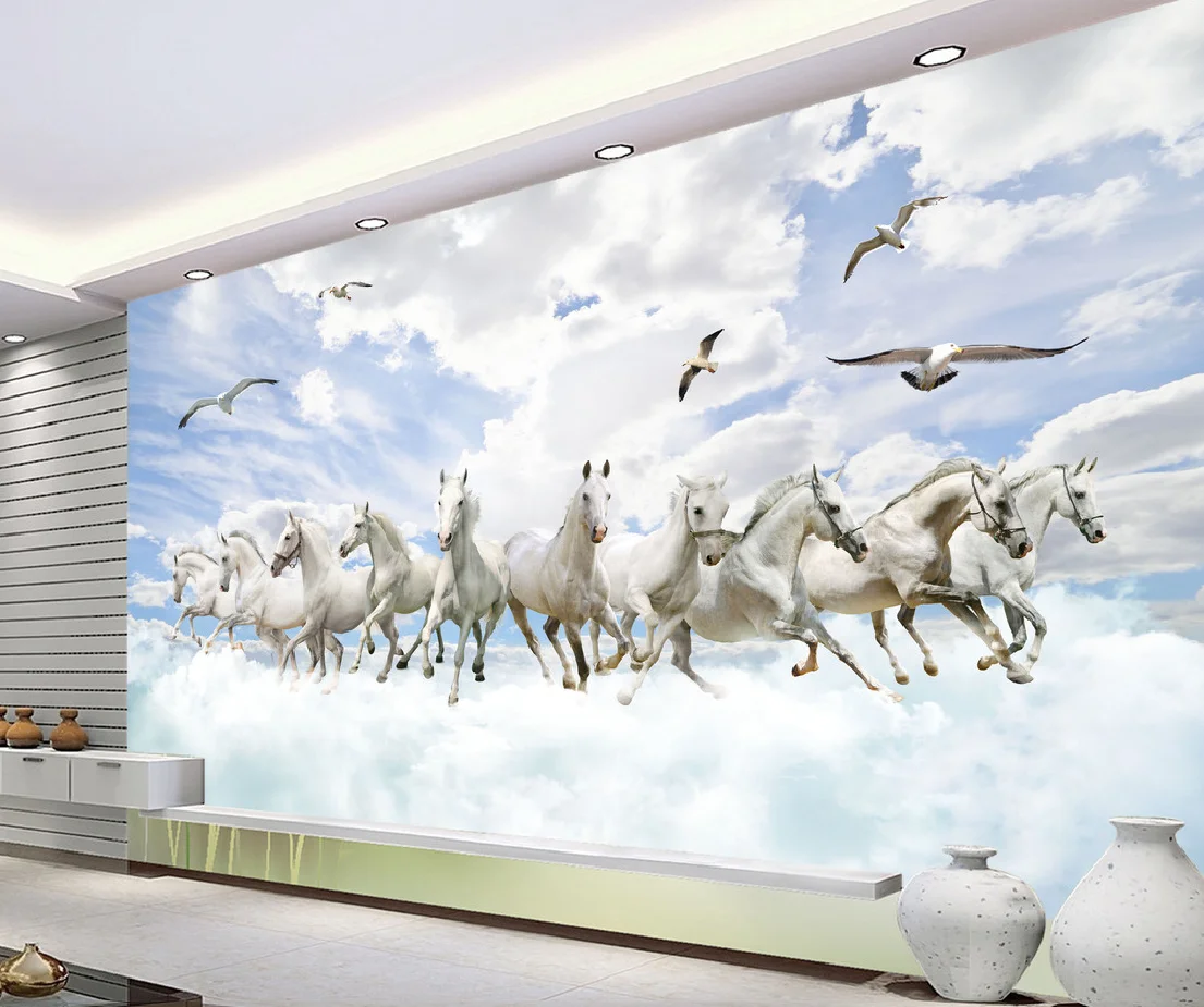 、Modern fashion light luxury prince charming 3D small fresh three-dimensional landscape TV background decoration wallpaper