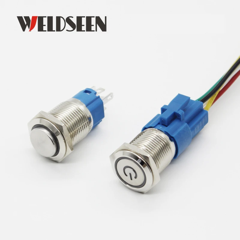 19mm 22mm Metal Push Button Switch LED Light 3V 6V 12V 24V 220V Momentary Self Reset Latching Self Lock Power Button Socket