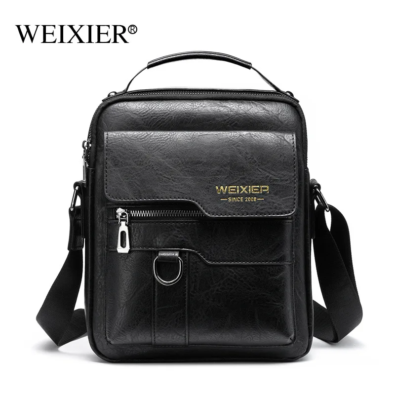 weixier messenger bag men\'s shoulder bag retro leather vertical handbag business men\'s casual leather bag men bag crossbody bags