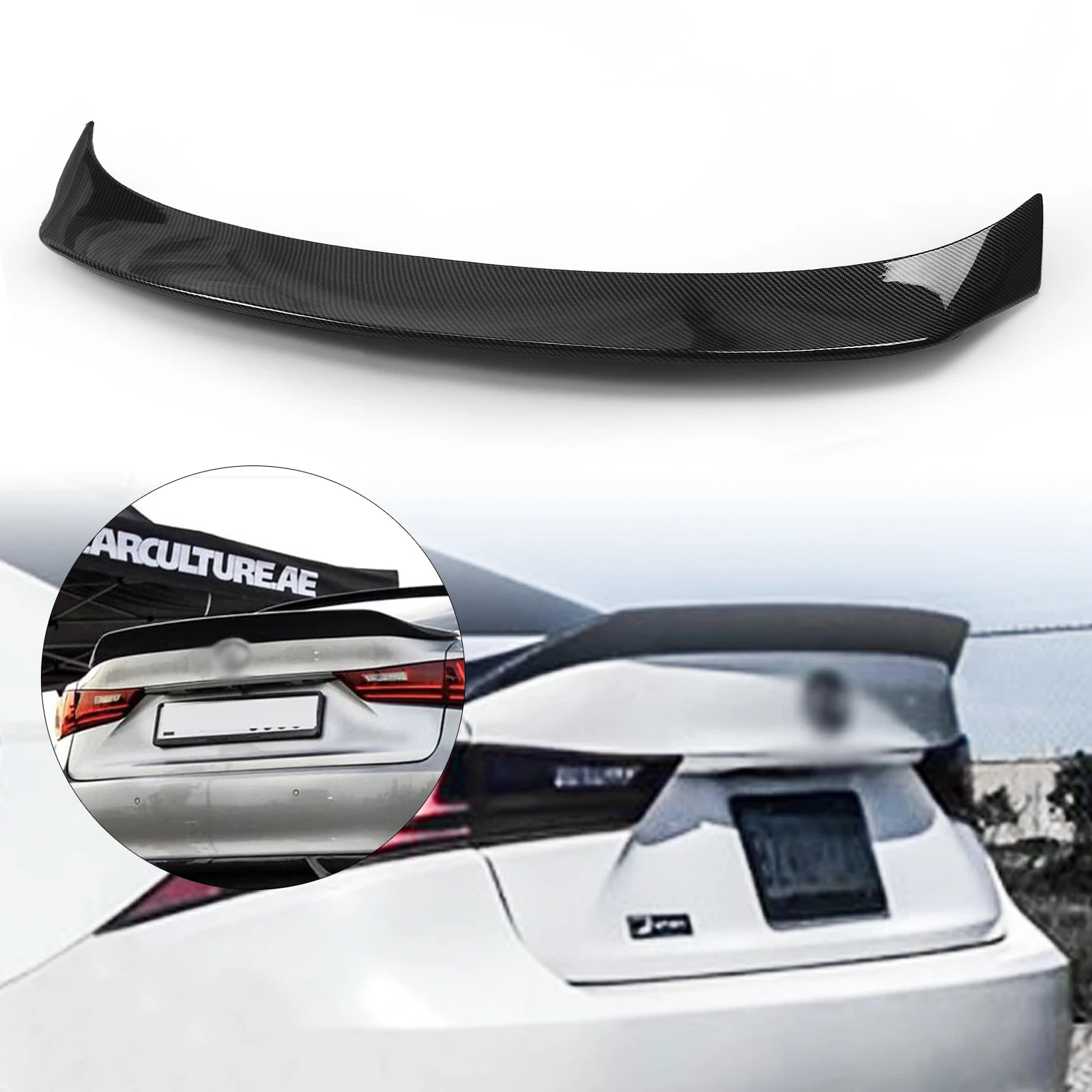 Rear Trunk Spoiler Wing For Lexus IS200t IS250 IS350 2014-2020 IS300 Carbon Fiber Look/Gloss Black Car Tailgate Lid Splitter Lip