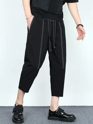 Fashion brand dark summer ice vertical feeling loose feet nine pants male hairdresser fashion eight casual harem pants