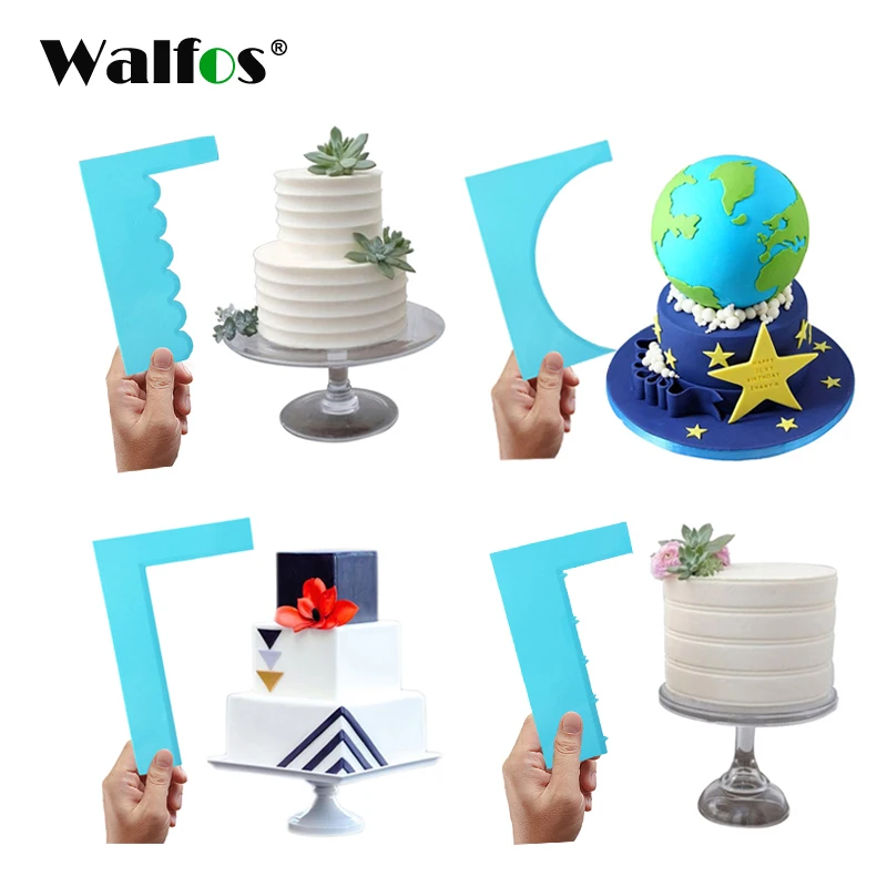 

WALFOS Cake Scraper Smoother Fondant Mousse Cream Spatula Edge Smoother Kitchen Cake Pastry Mold Baking Decorating Tools