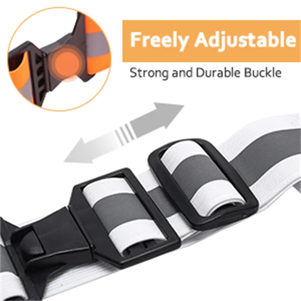 AYKRM Reflective Elastic Waist Belt High Visibility Work Outdoor Sports Traffic Adjustable Waist Strap Safety Vest Running 125CM