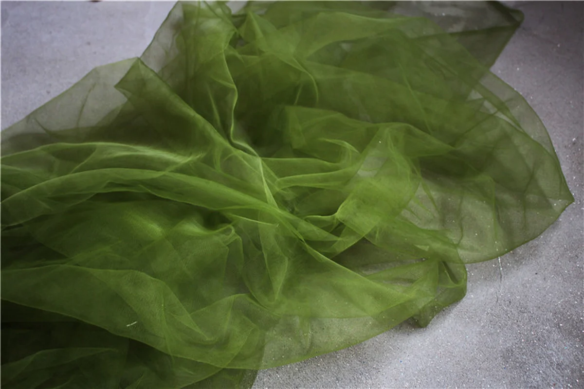 Stretch Mesh Tulle Fabric Green Soft DIY Background Decor Curtain Scarf Headdress Veil Skirt Wedding Dress Designer Fabric