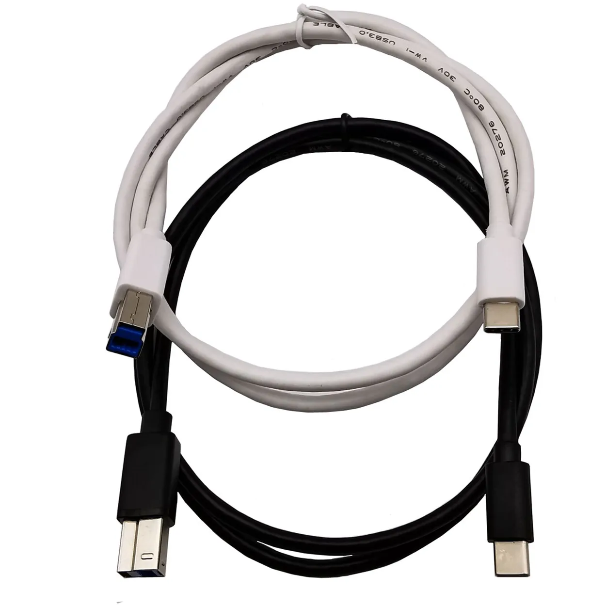 3.1 Type C Male to USB 3.0 B Male Standard Cable For Printer Scanner Black & White 1m/100cm