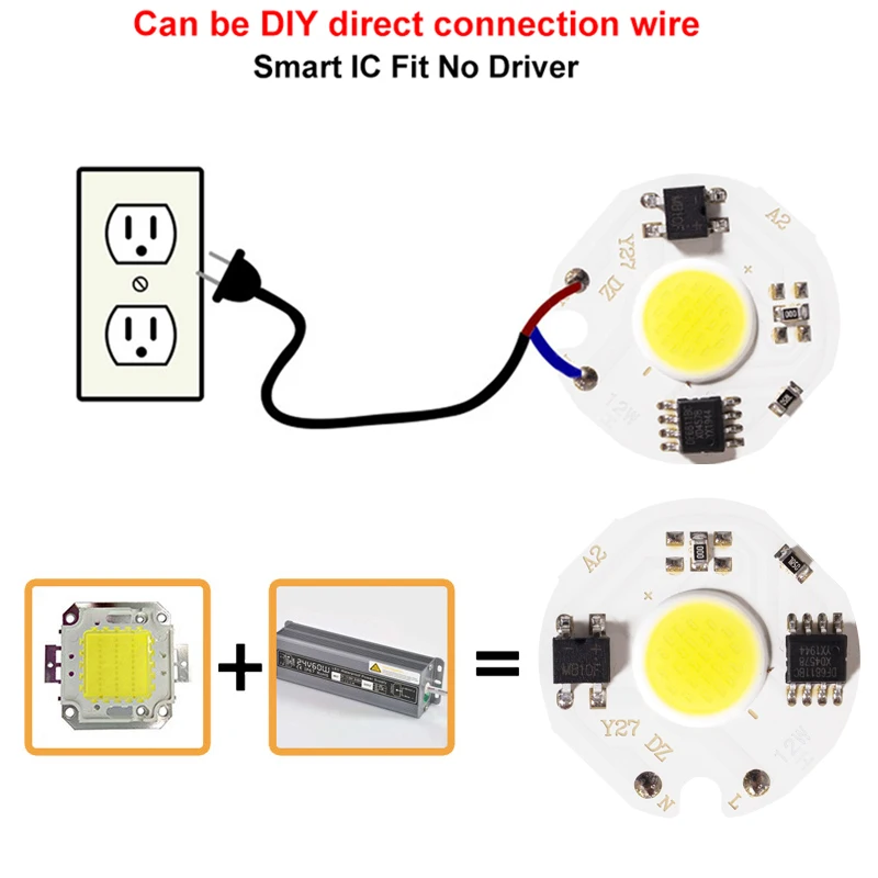 LED chip 3W 5W 7W 10W 12W AC 220V COB lamp beads Smart IC No Need Driver DIY Lampada outdoor chip light floodlight spotlight