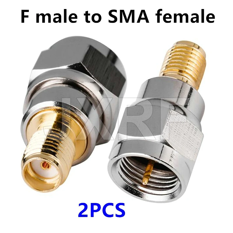 Conector JXRF, 2 uds., adaptador coaxial RF tipo F, conector hembra a conector macho SMA, conector F recto a conector SMA