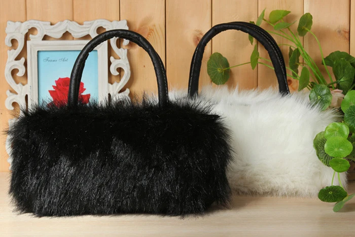 Girls Lady Fashion PU Leather & Faux Fur Handbag Shoulder Bag EIG88