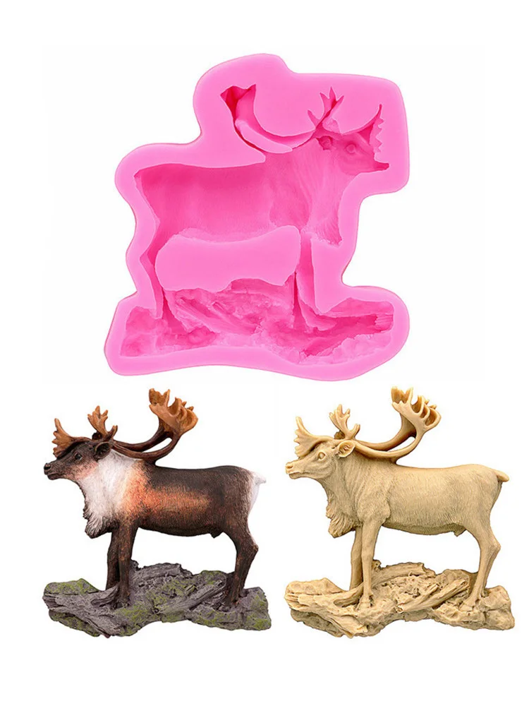 Renifer silikonowe formy masy cukrowej czekolady cukierki polimerowe świąteczne jelenie Cupcake Topper cukru ciastka dekoracje, silikonowe formy jelenia — zdjęcie 2