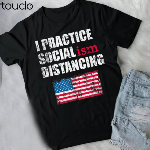 

Anti Socialism Funny Political Social Distancing Socialist Gift Black T-Shirt