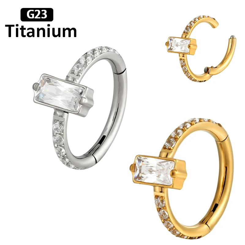 

F136 Titanium Piercing Nose Ring Zircon The Center Stone Hight Segment Ring Open Small Septum Nose Earrings Fashion Jewelry