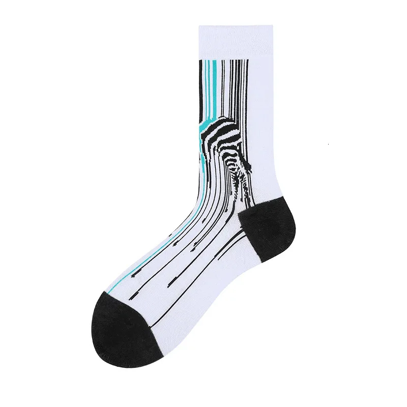 Men Socks Cute Monkey Sheep Zebra Cartoon Animal Printed Calcetines Fashion Art Pattern Colorful Happy Casual Cotton Socks