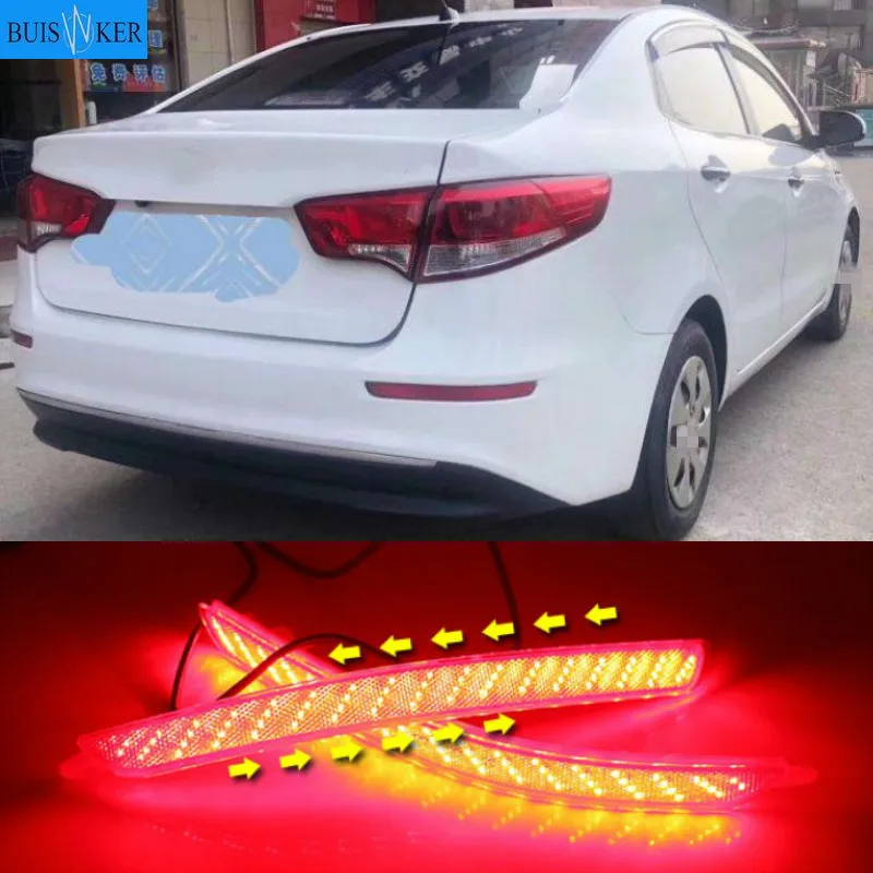 

2Pcs For Kia Rio K2 Sedan 2015 2016 Led Rear Bumper Reflector Car Tail Light Fog Lamp Braking Driving Car Accessories