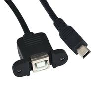 USB Type B USB-B Female with Panel Mount to Mini USB Plug Male Adapter Cable