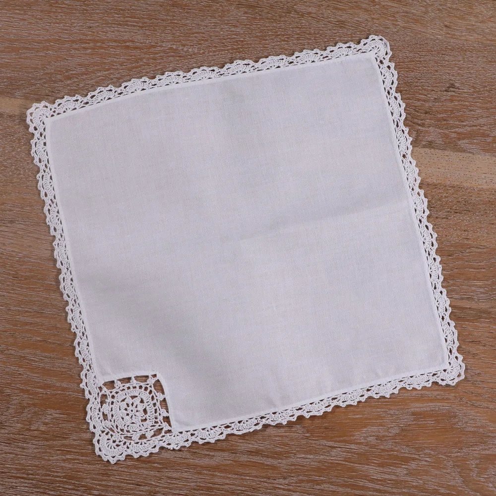 N041 : 12 pieces White Cotton hand crochet lace Small size table napkin Dinner Napkins