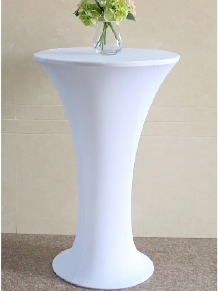 White spandex cocktail table cover