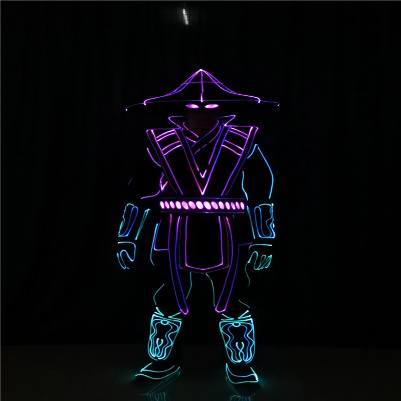 T233 Cosplay party wears full color robot men suit programmable led costumes warrior hats RGB colorful luminous outfits men dj