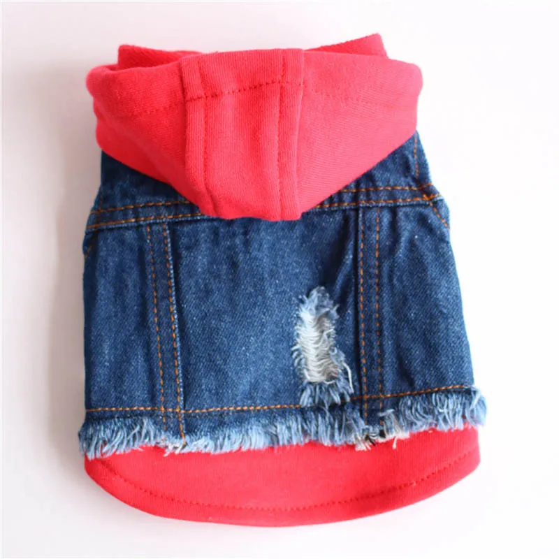 Personalized Patched Dog Denim Vest Jacket Pet Jeans Coat Clothes For Small Medium Dogs Fake Two-Piece Suit French Bulldog Pug