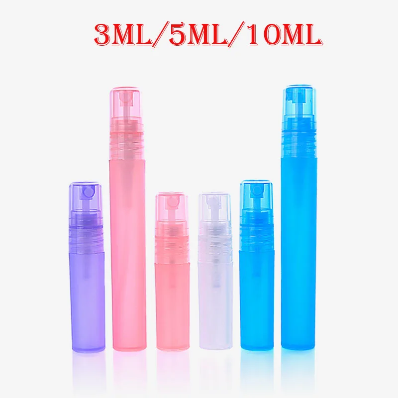 50pcs 3ml/5ml/10ml Empty Portable Atomiser Spray Bottles Perfume Pen Vials Makeup Cosmetic Plastic PP Travel Sample Containers