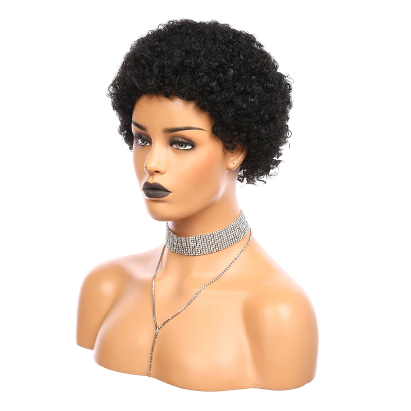 Addbeauty-Perruque afro brésilienne Remy naturelle, cheveux crépus bouclés, coupe courte au carré, faite à la machine, pour femmes noires, document 150%