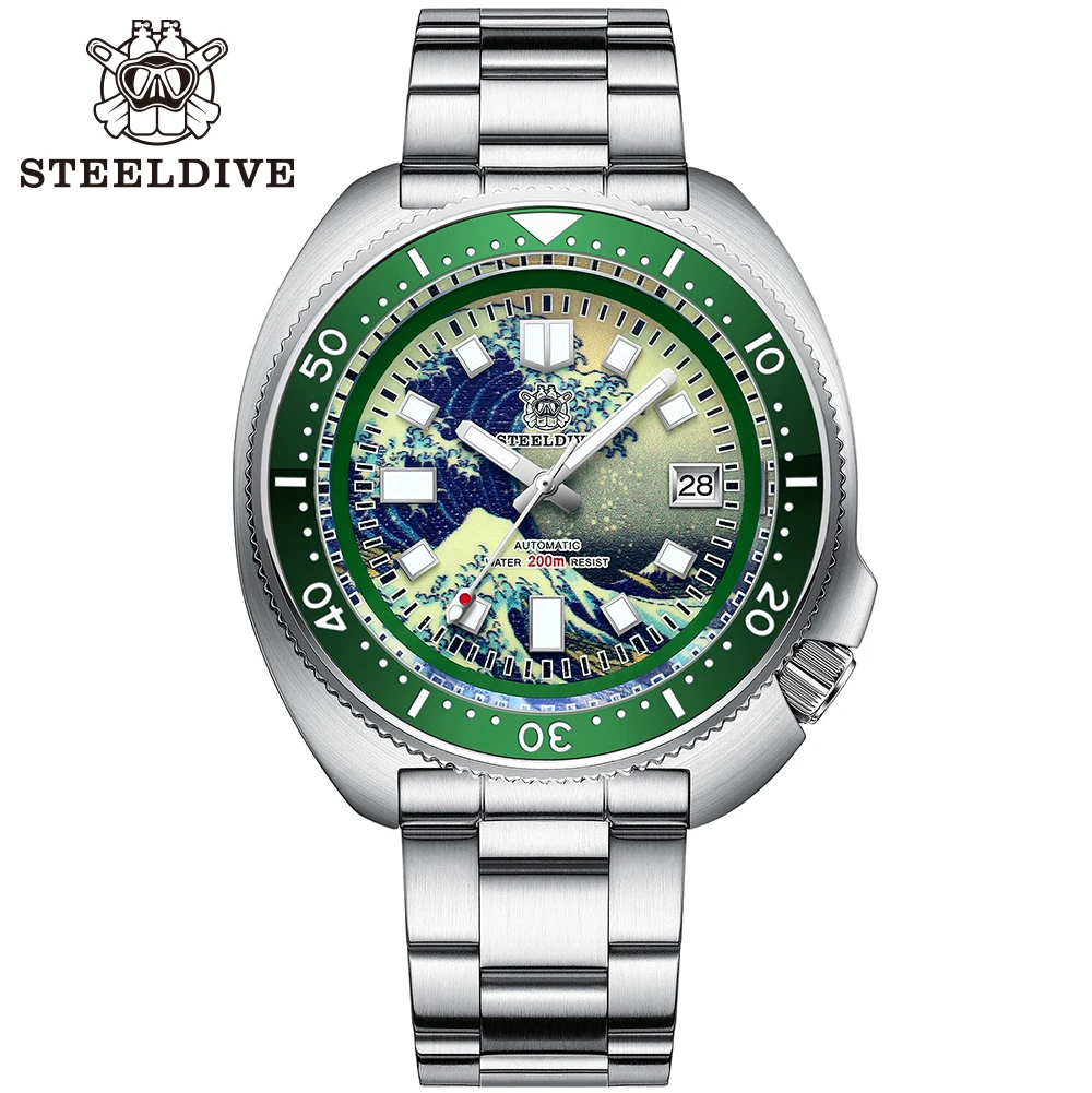 STEELDIVE SD1970J Kanagawa Turtle Voll leuchtendes Zifferblatt Keramiklünette NH35 AutomaticSTEELDIVE Offizieller Store Herren-Taucheruhr