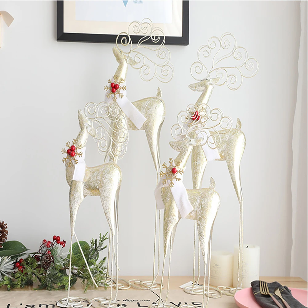 

Christmas ornaments golden wrought iron standing cute elk window desk hotel scene layout ornaments holiday gifts navidad 2022