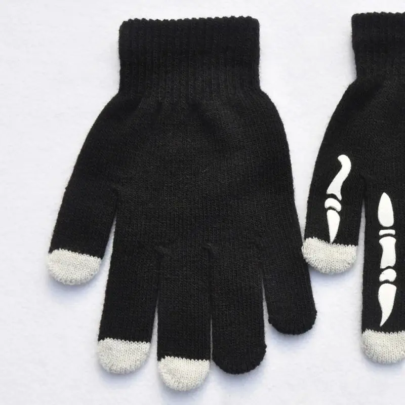 Guantes de invierno Unisex para adultos y niños, manoplas con dedos completos para ciclismo, Halloween, Horror, Calavera, garra, esqueleto, goma