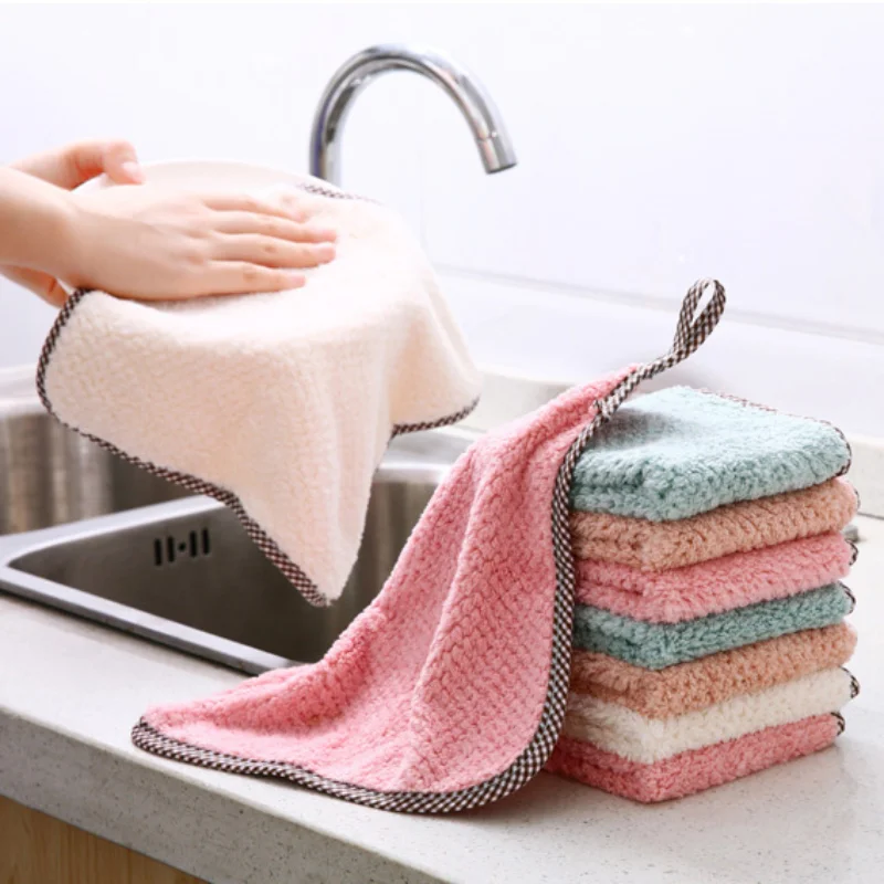 

5 reusable kitchen scouring pads, dish towels, kitchen rags and non-greasy table cleaning tools kitchen accessories disinfected
