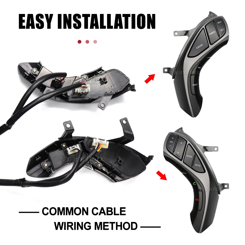 Botones de volante multifunción para Hyundai Elantra i30, Control de crucero de teléfono, botones de volante de música, interruptor negro