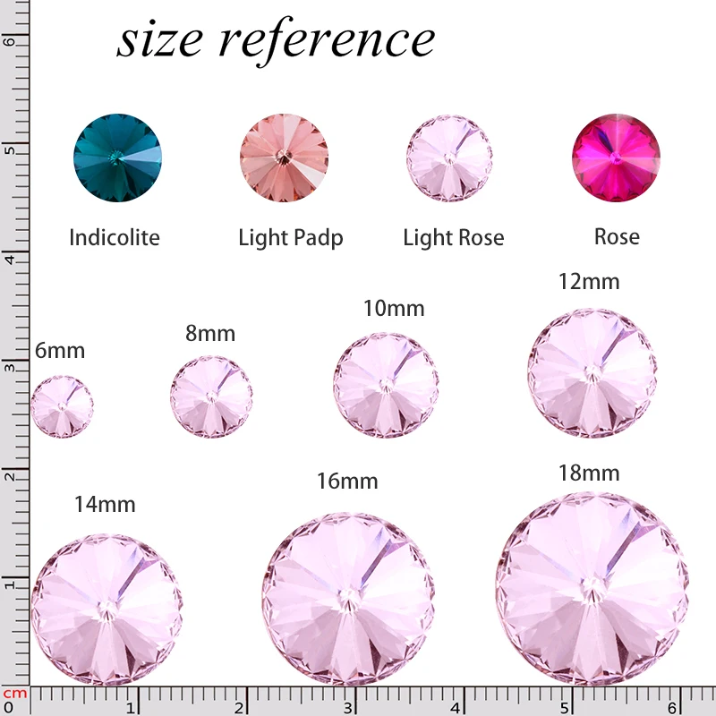 All Size Colorful Rivoli Shape Crystal Rhinestones Applique Fancy Stones for Craft Clothing Garment Beads DIY Jewelry Decoration