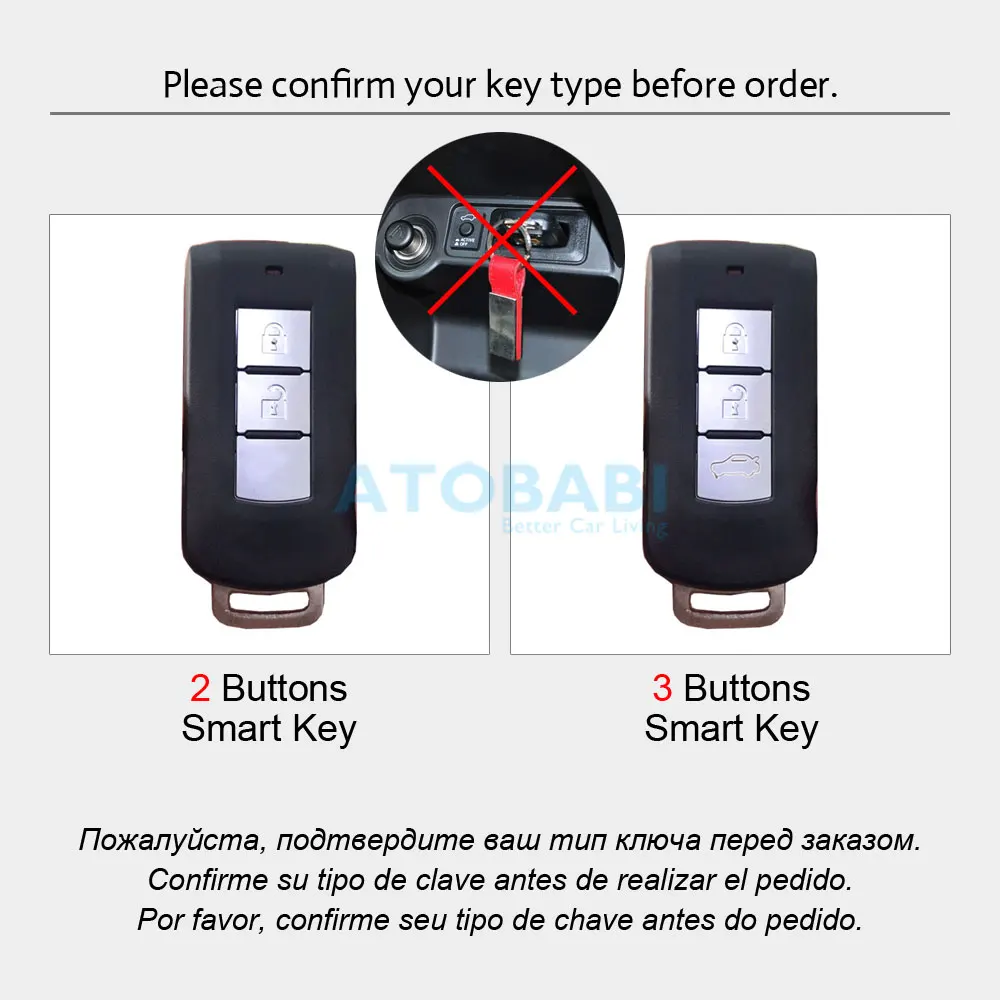 Leather Car Key Cover For Mitsubishi Eclipse Cross Pajero Sport L200 Outlander Lancer Attrage Mirage Remote Fobs Case Accessory