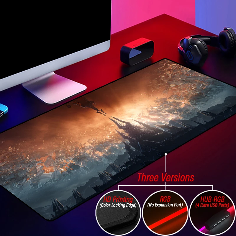 Custom World of Warcraft RGB Mouse Pad WOW HUB 4 Port USB Anime Glowing Mousepad With Illidan Arthas LED Backlit Table Carpet