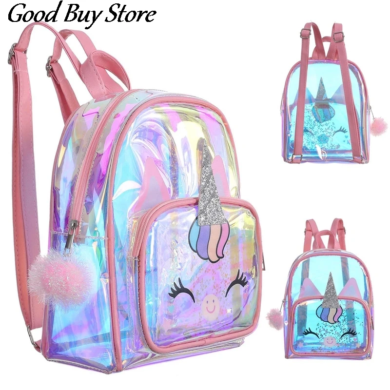 Transparant Jelly Rugzakken Kinderen Eenhoorn Schooltas Glitter Pailletten Rugzakken Purse Kids School Tassen Meisjes Satchel Mochila