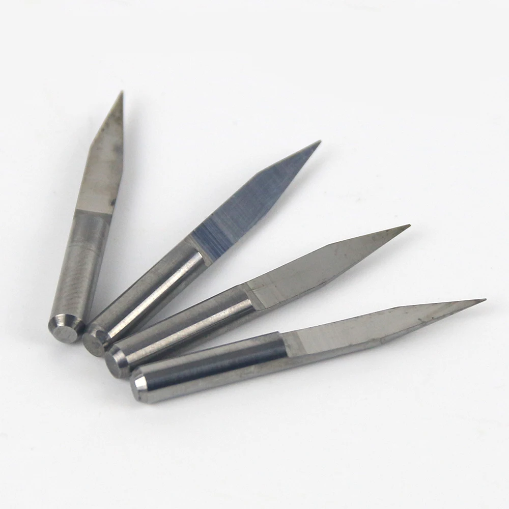 V Shape Flat Bottom Carbide PCB Engraving Bits 3.175mm Sharp Knife CNC Router Bit 10/15/20/30 Degree Carving Milling Cutter Tool