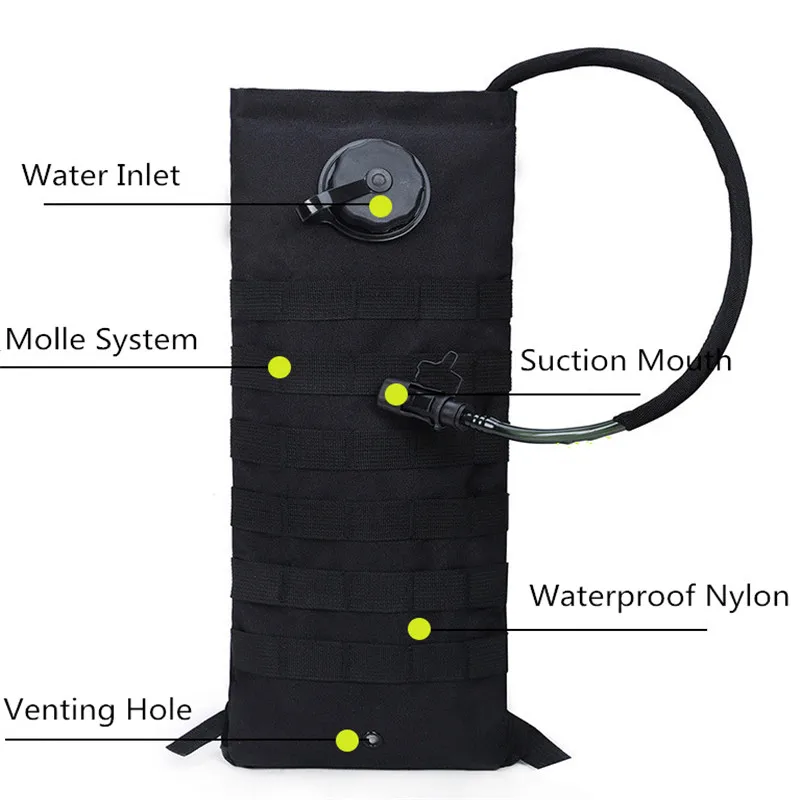 

2.5L Military Moll Tactical Water Bag Portable Outdoor Sports Riding Hiking Camping Hydrating Drinking Water Bottle