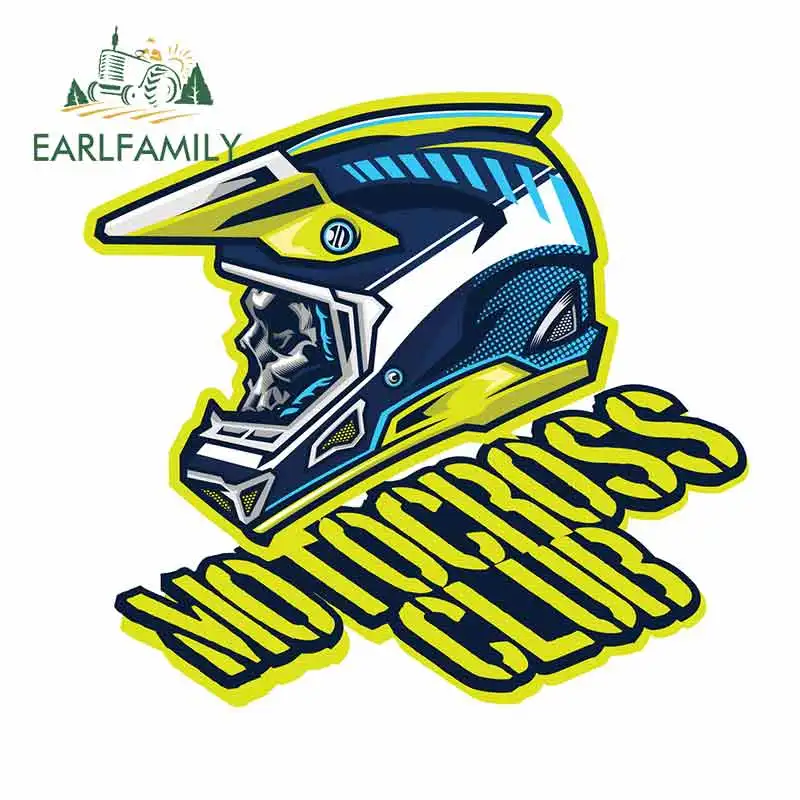 

EARLFAMILY 13cm x 11.9cm for Skull of Motocross Rider Car Stickers and Decals Waterproof Creative Scratch-proof Window Decal