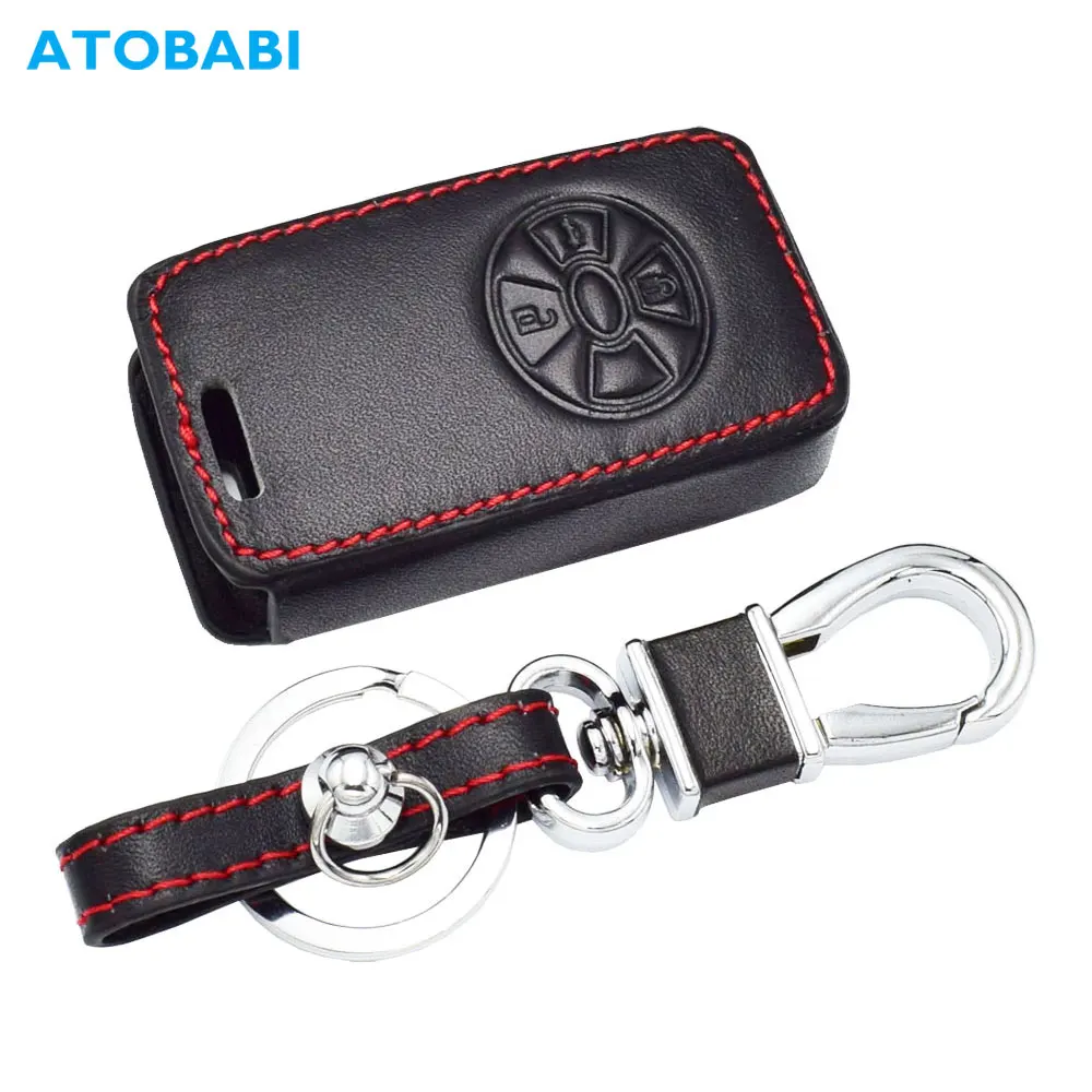 Leather Car Key Case For Toyota RAV4 2009 10 2011 RAV 4 Yaris Reiz 3 Buttons Smart Remote Fob Shell Cover Keychain Protector Bag