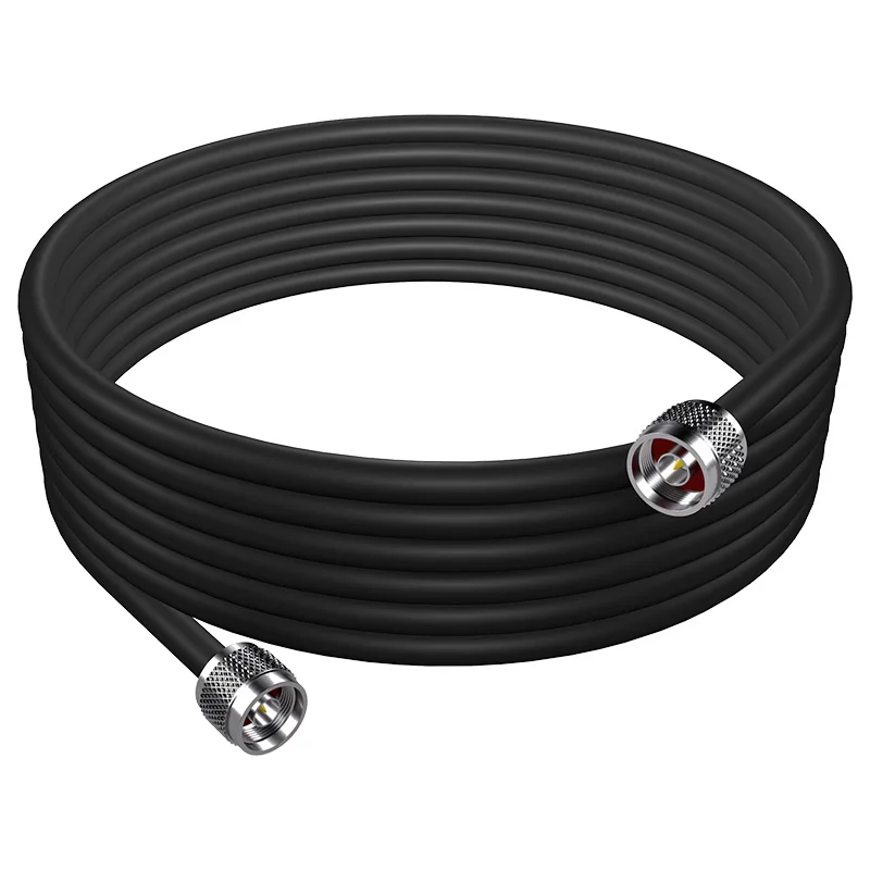 GOBOOST Black 10 Meters 5D Coaxial Cable With N-Male Connector For Cell Phone Signal Booster Amplifier repeater And Antenna