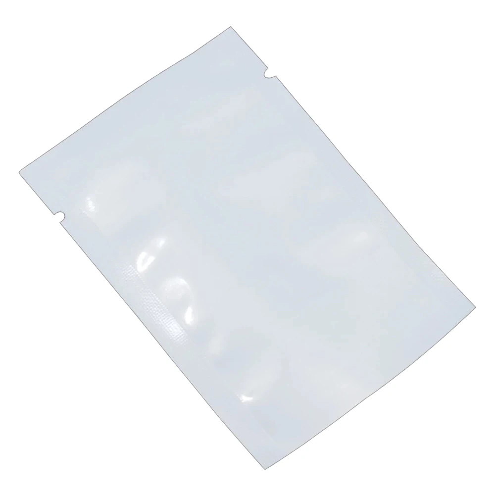 100Pcs/Lot Disposable Heat Vacuum Seal Tear Notch Food Snack Ground Coffee Bean Pack Pouches Clear White Open Top Plastic Bag