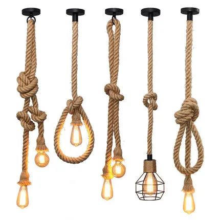 

Vintage Rope Pendant Lights DIY Loft lamp Industrial Retro Edison Bulb American Style For Room decoration UL CE line 110v 220v