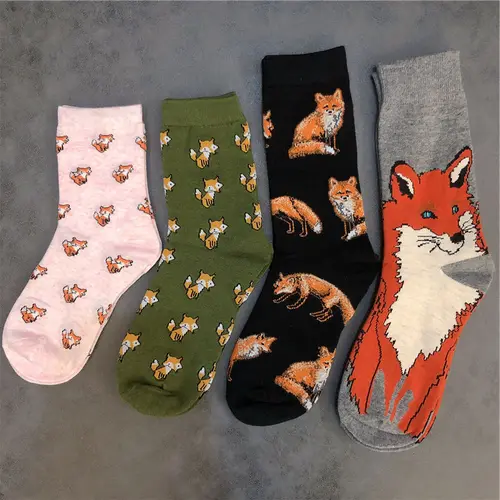Imagen 1 del producto Envío Directo calcetines de animales zorro Tod Foxhound cola tupida Foxy mamífero hierba verde zoológico cuentos de hadas populares bosque fresco Sox salvaje medio