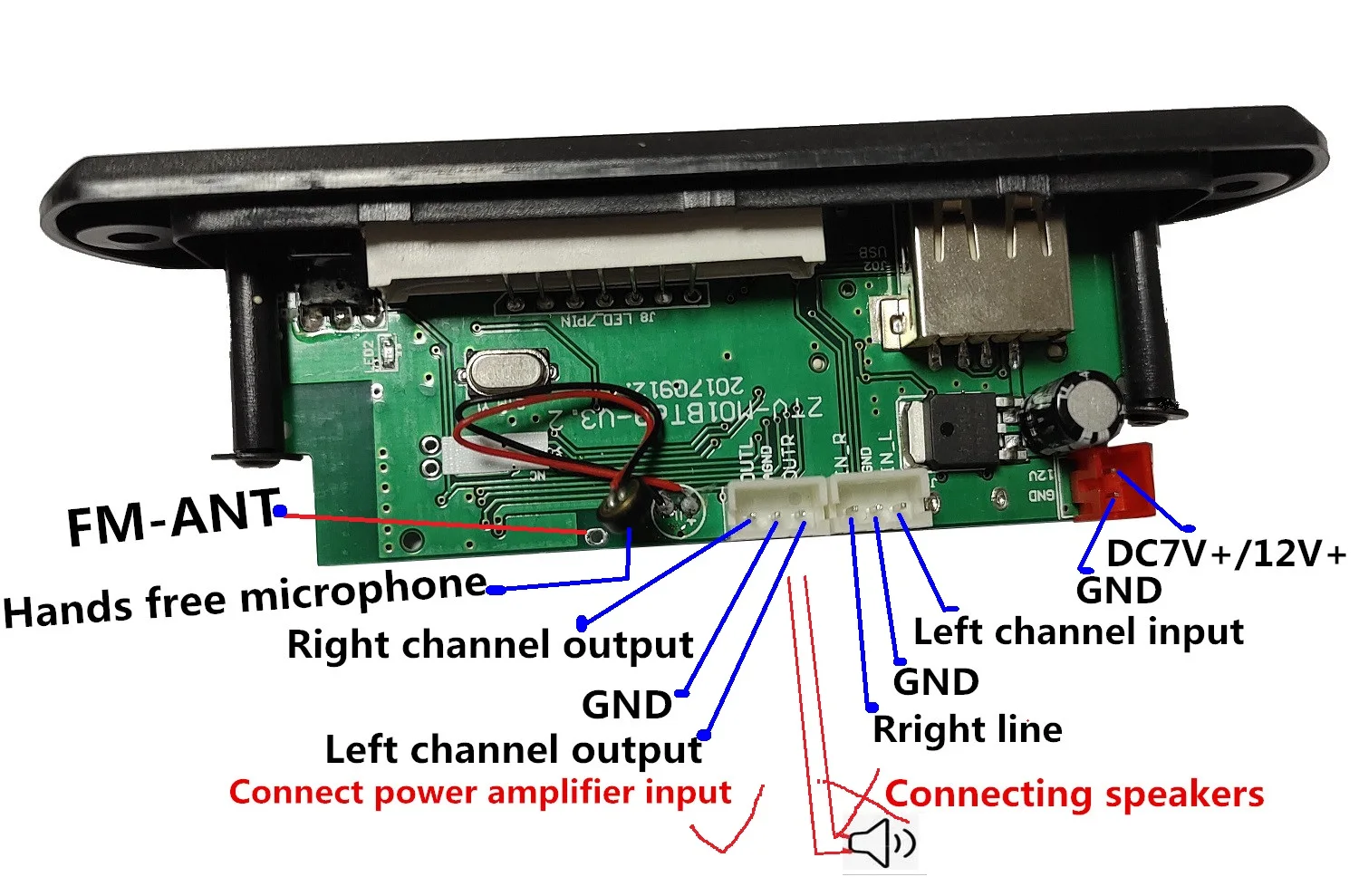 Low Price Promotion Blue Backlight 12V / 5V Bluetooth Decoding Board Lossless Music Decoder Wireless Player Modified Speaker Kit