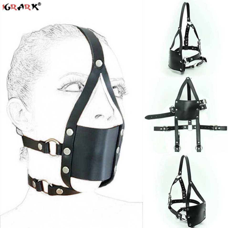 Gag Bdsm Mask Couple Sex Games Intimate Accessories Slave Mouth Hood Bondage Adult Cosplay Sexy Toys For Women Men Erotic Games