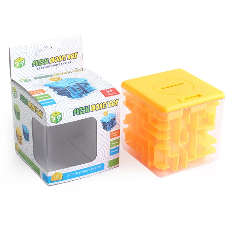 3D Cube Puzzle Money Maze Bank Saving Coin Collection Case Box Fun Brain Game Kid Toys For Montessori education concept Gift