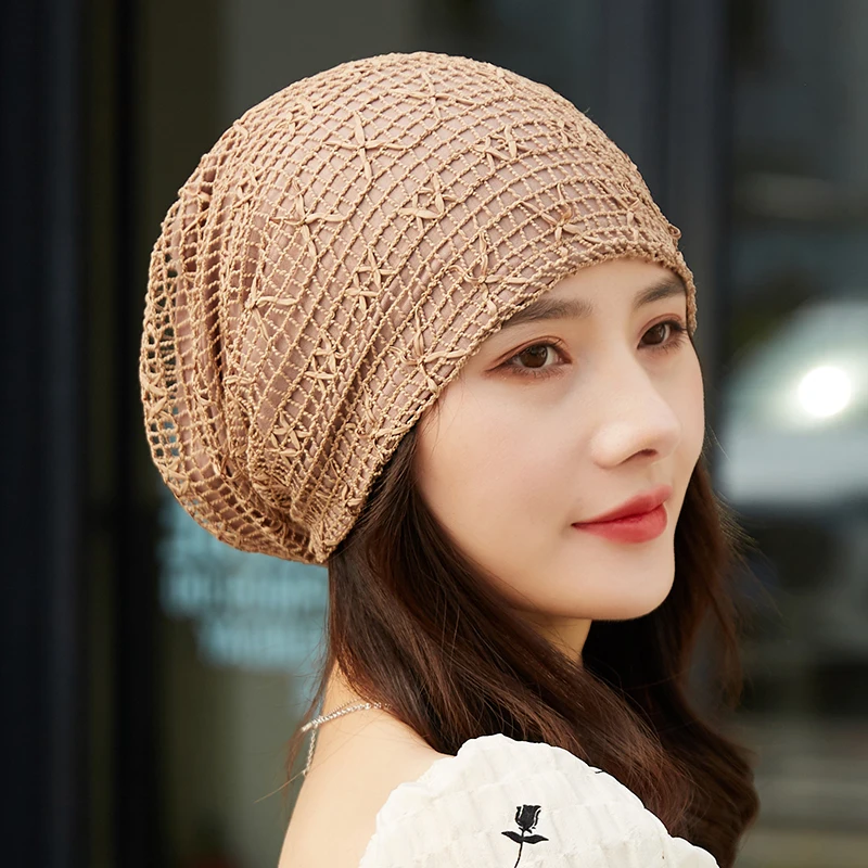 Autumn winter Ponytail Beanie hat Women Stretch Knitted Crochet Beanies cap Winter Hats Cap  For Women Warm Lady