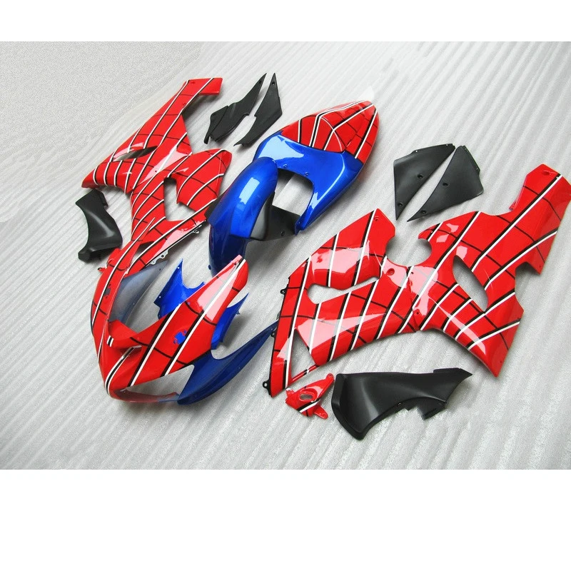 

High Quality Motorcycle for Kawasaki Ninja ZX6R fairing kit 2005 2006 red black strips blue fairing set zx6r 05 06 FY54