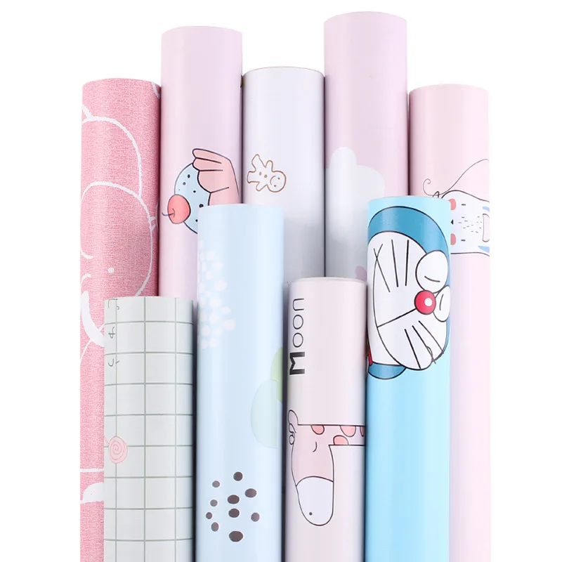 Cartoon Self-Adhesive Wallpaper Dormitory Children's Room Stickers PVC Thickened Waterproof Girl Bedroom Cute Warm Wallpaper